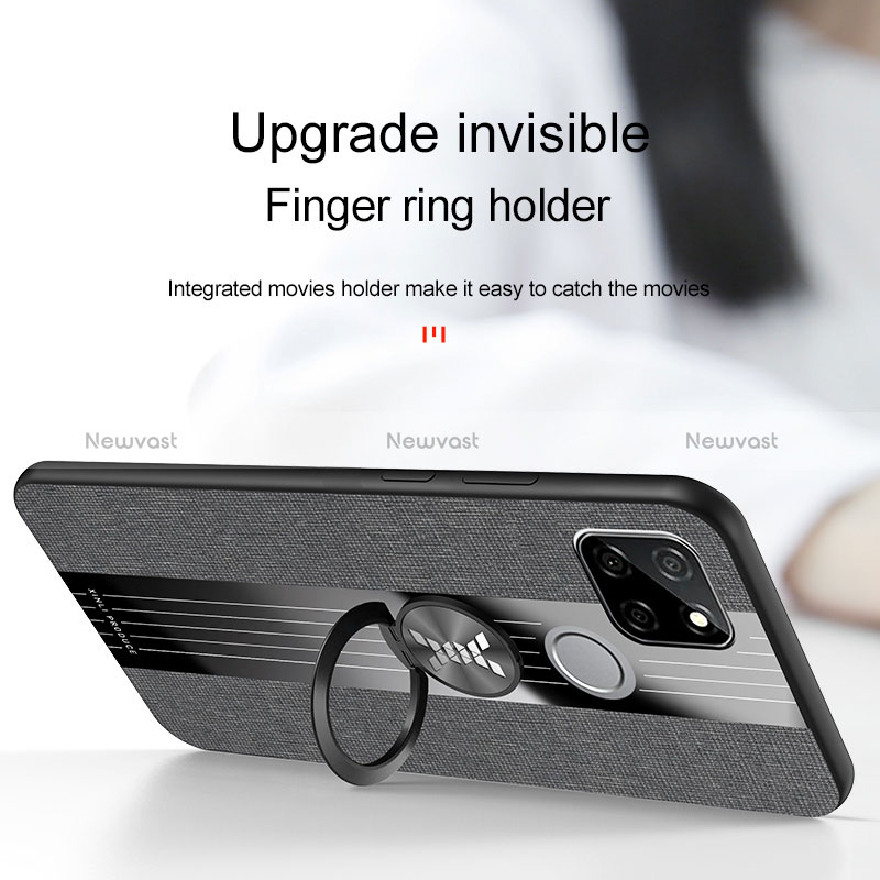 Ultra-thin Silicone Gel Soft Case Cover with Magnetic Finger Ring Stand X01L for Realme Q2i 5G