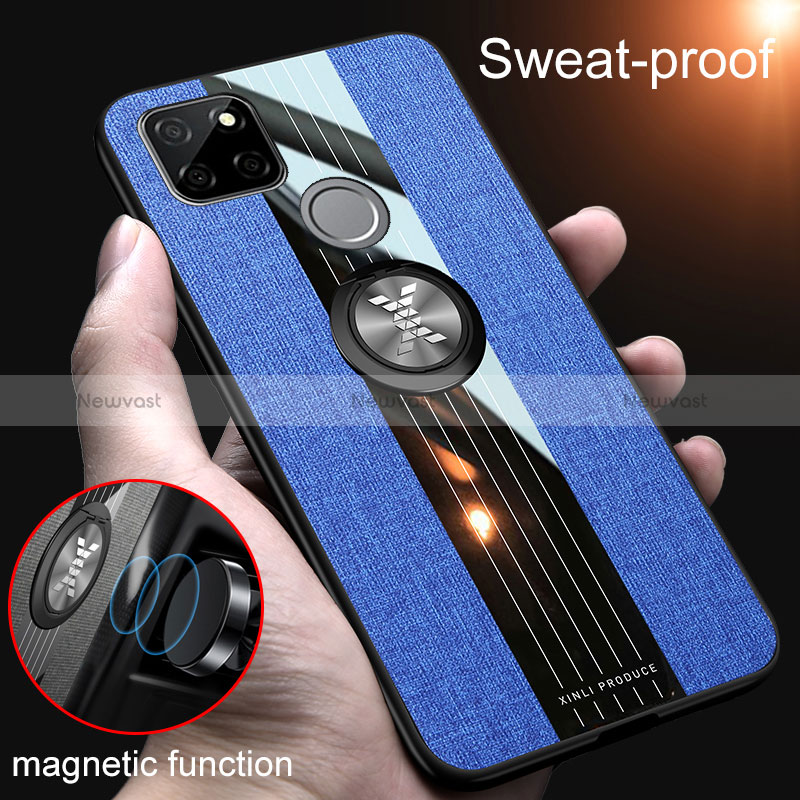 Ultra-thin Silicone Gel Soft Case Cover with Magnetic Finger Ring Stand X01L for Realme V3 5G