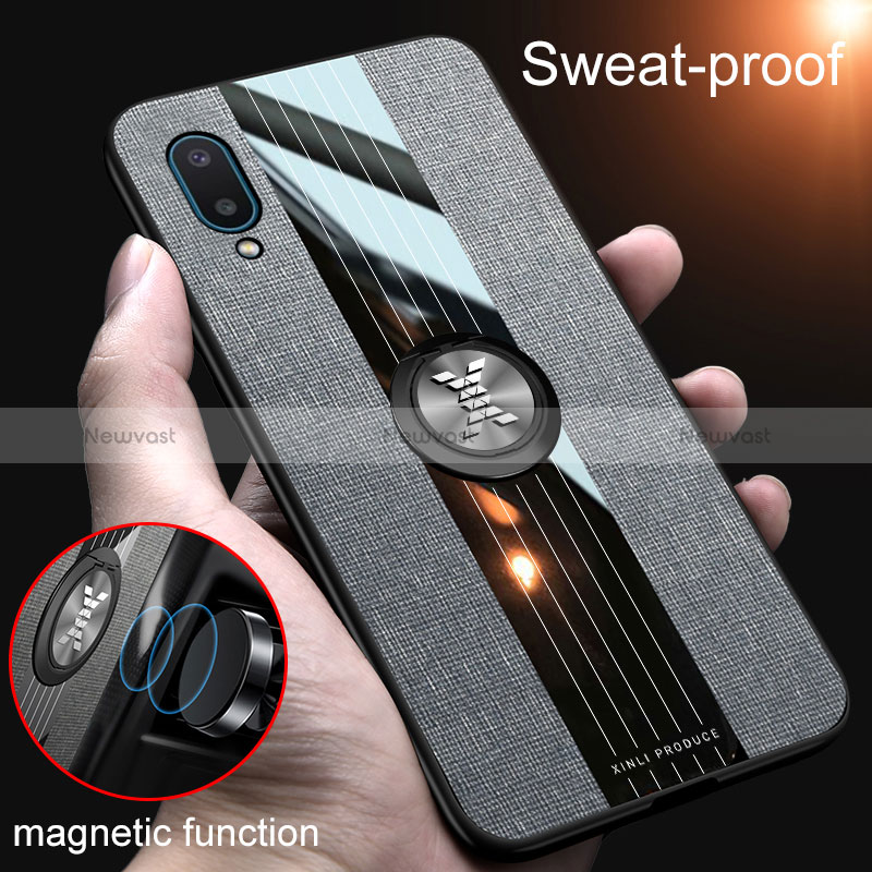 Ultra-thin Silicone Gel Soft Case Cover with Magnetic Finger Ring Stand X01L for Samsung Galaxy A02