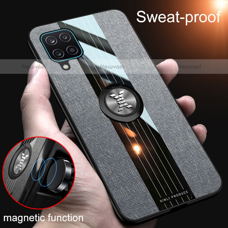 Ultra-thin Silicone Gel Soft Case Cover with Magnetic Finger Ring Stand X01L for Samsung Galaxy A12