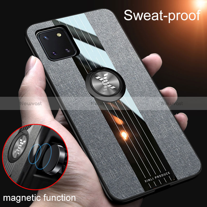 Ultra-thin Silicone Gel Soft Case Cover with Magnetic Finger Ring Stand X01L for Samsung Galaxy M60s