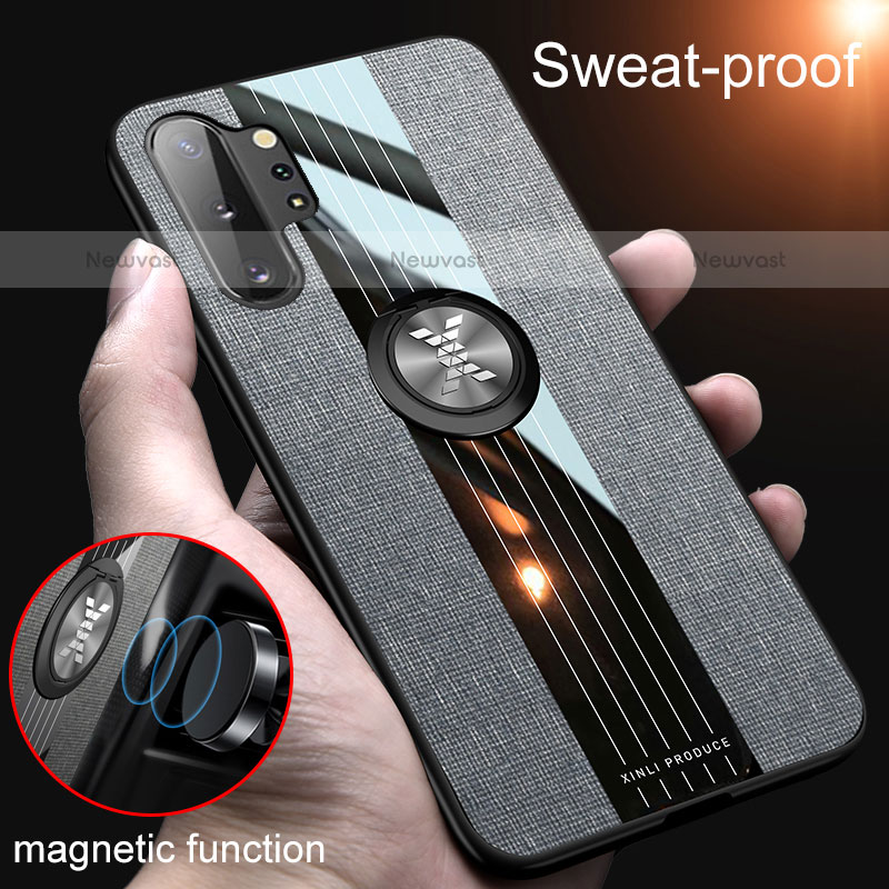 Ultra-thin Silicone Gel Soft Case Cover with Magnetic Finger Ring Stand X01L for Samsung Galaxy Note 10 Plus 5G