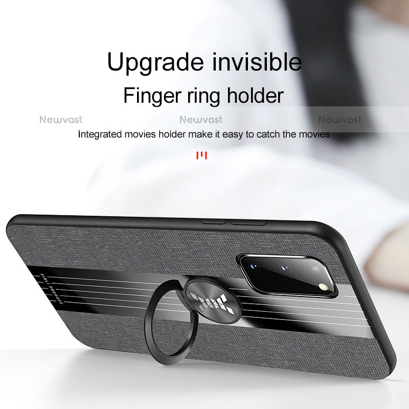 Ultra-thin Silicone Gel Soft Case Cover with Magnetic Finger Ring Stand X01L for Samsung Galaxy S20 5G