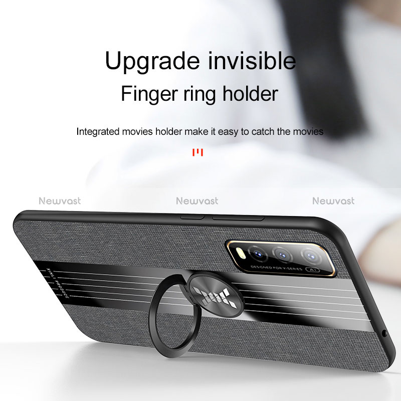 Ultra-thin Silicone Gel Soft Case Cover with Magnetic Finger Ring Stand X01L for Vivo iQOO U1