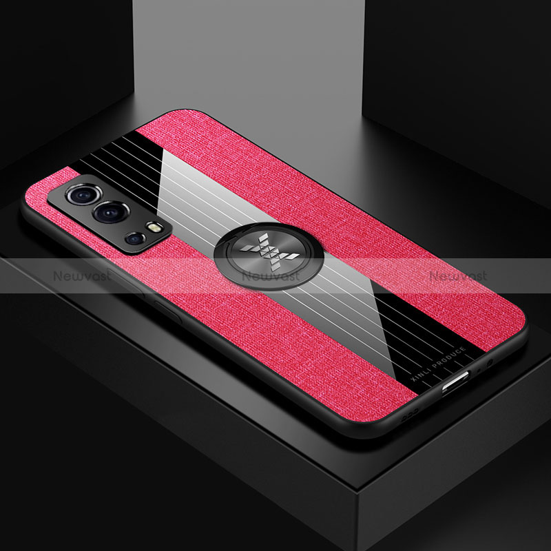 Ultra-thin Silicone Gel Soft Case Cover with Magnetic Finger Ring Stand X01L for Vivo iQOO Z3 5G Red