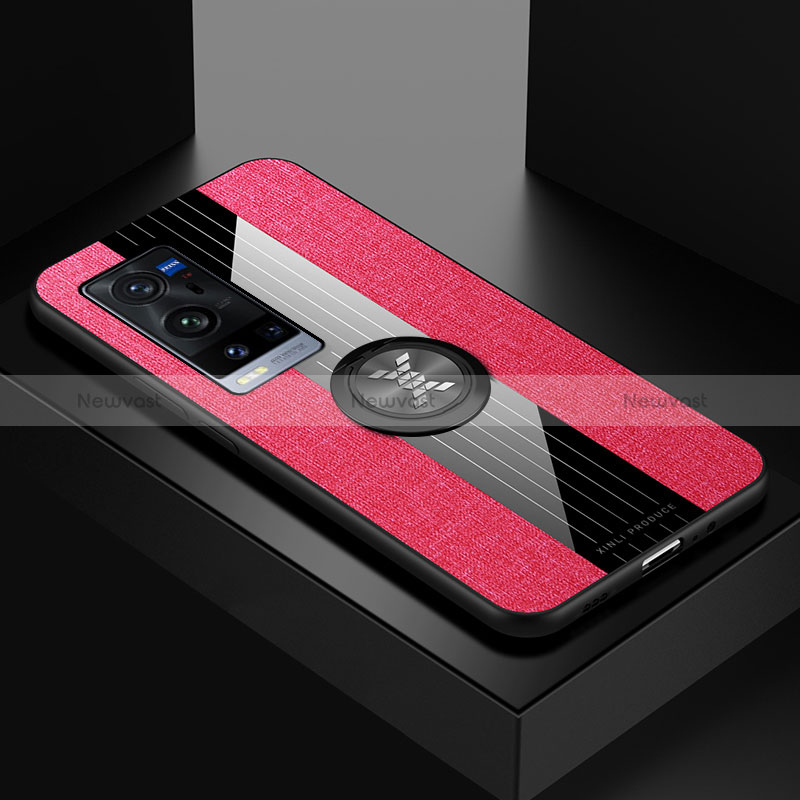 Ultra-thin Silicone Gel Soft Case Cover with Magnetic Finger Ring Stand X01L for Vivo X60 Pro+ Plus 5G