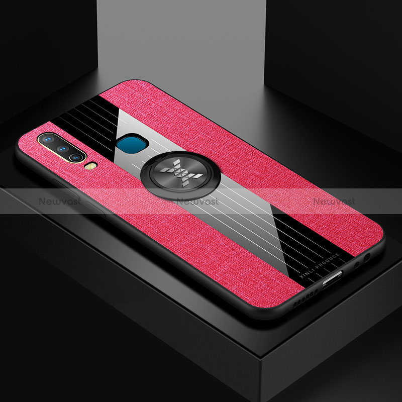 Ultra-thin Silicone Gel Soft Case Cover with Magnetic Finger Ring Stand X01L for Vivo Y17