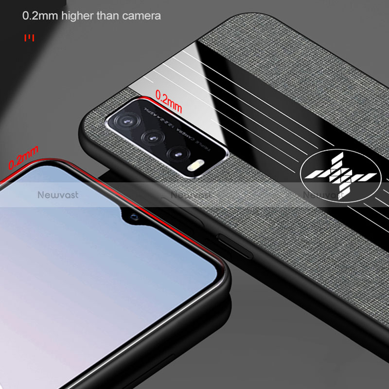 Ultra-thin Silicone Gel Soft Case Cover with Magnetic Finger Ring Stand X01L for Vivo Y20 (2021)