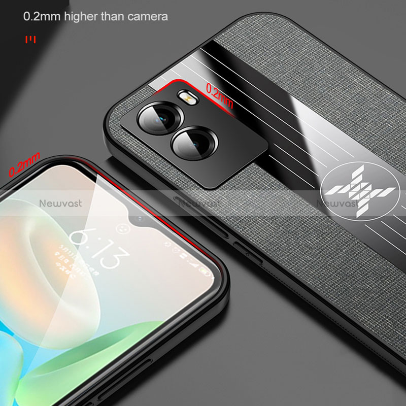 Ultra-thin Silicone Gel Soft Case Cover with Magnetic Finger Ring Stand X01L for Vivo Y55s (2021)