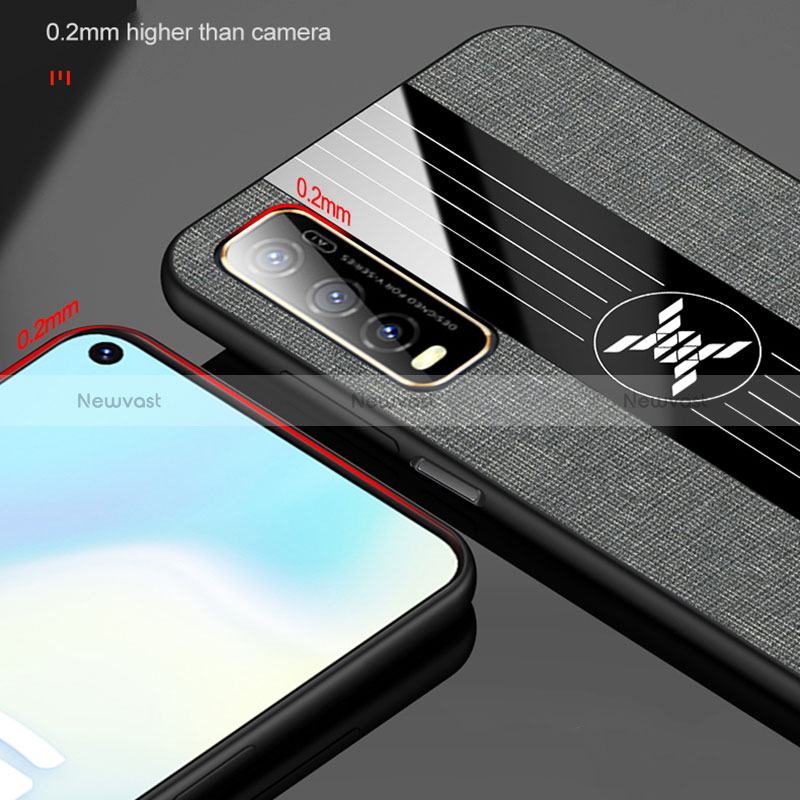 Ultra-thin Silicone Gel Soft Case Cover with Magnetic Finger Ring Stand X01L for Vivo Y70t 5G