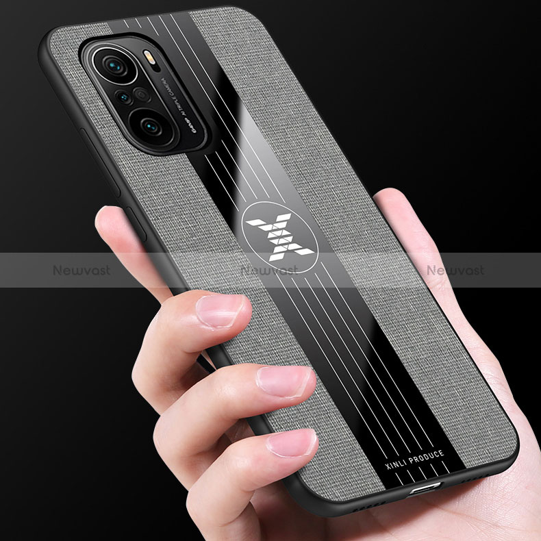 Ultra-thin Silicone Gel Soft Case Cover with Magnetic Finger Ring Stand X01L for Xiaomi Poco F3 5G