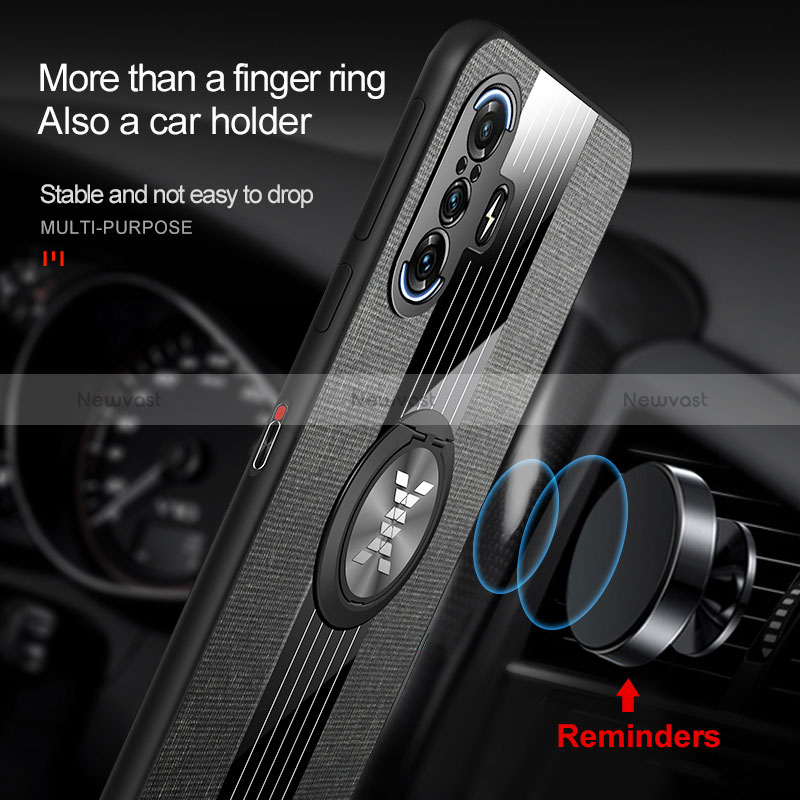 Ultra-thin Silicone Gel Soft Case Cover with Magnetic Finger Ring Stand X01L for Xiaomi Poco F3 GT 5G