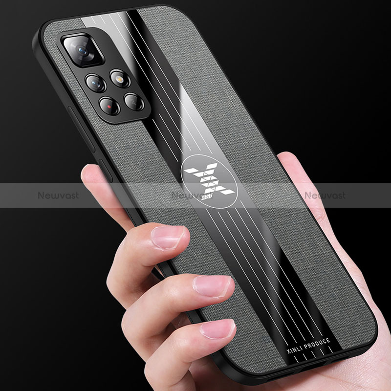Ultra-thin Silicone Gel Soft Case Cover with Magnetic Finger Ring Stand X01L for Xiaomi Poco M4 Pro 5G