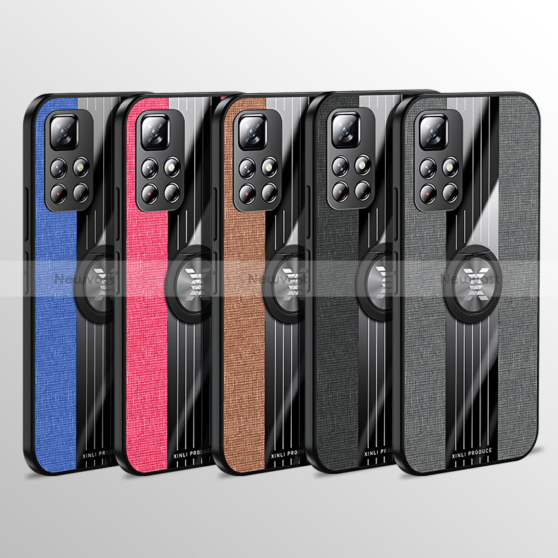 Ultra-thin Silicone Gel Soft Case Cover with Magnetic Finger Ring Stand X01L for Xiaomi Poco M4 Pro 5G