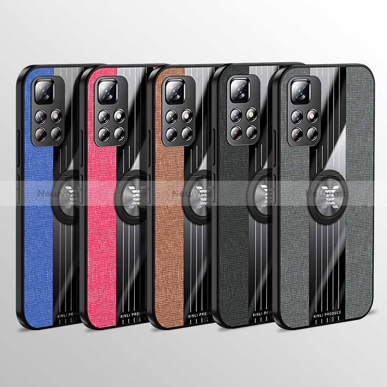 Ultra-thin Silicone Gel Soft Case Cover with Magnetic Finger Ring Stand X01L for Xiaomi Redmi Note 11 5G
