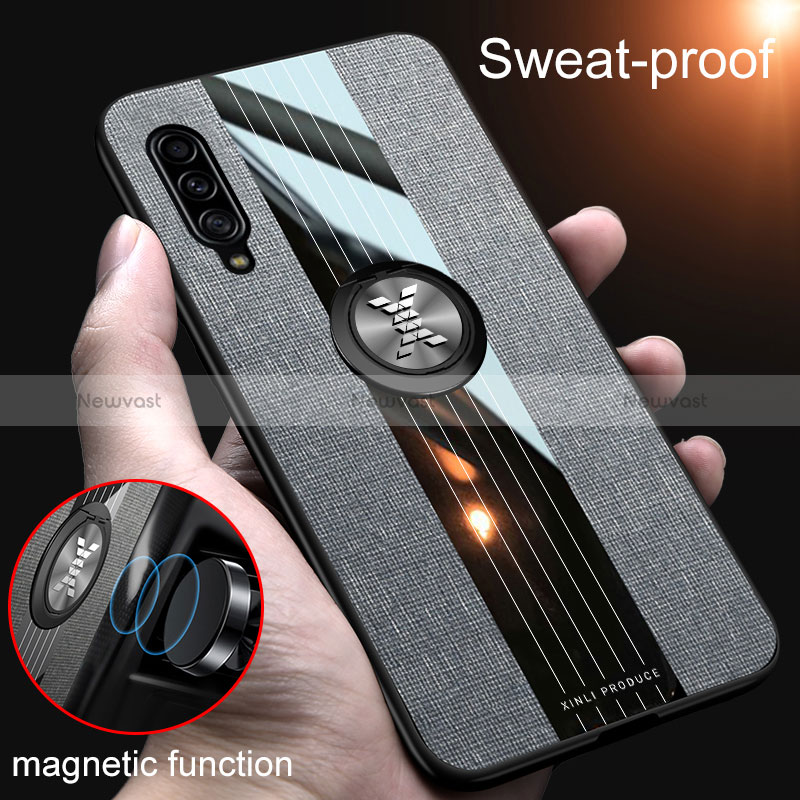 Ultra-thin Silicone Gel Soft Case Cover with Magnetic Finger Ring Stand X02L for Samsung Galaxy A90 5G