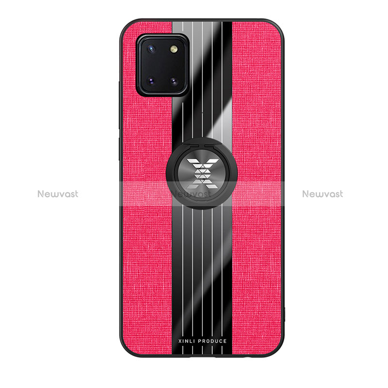 Ultra-thin Silicone Gel Soft Case Cover with Magnetic Finger Ring Stand X02L for Samsung Galaxy M60s Red