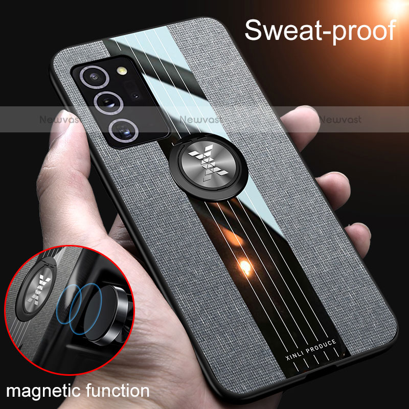 Ultra-thin Silicone Gel Soft Case Cover with Magnetic Finger Ring Stand X02L for Samsung Galaxy Note 20 5G