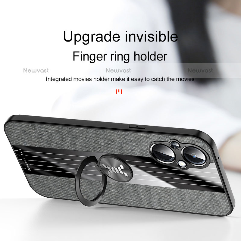 Ultra-thin Silicone Gel Soft Case Cover with Magnetic Finger Ring Stand X03L for OnePlus Nord N20 5G