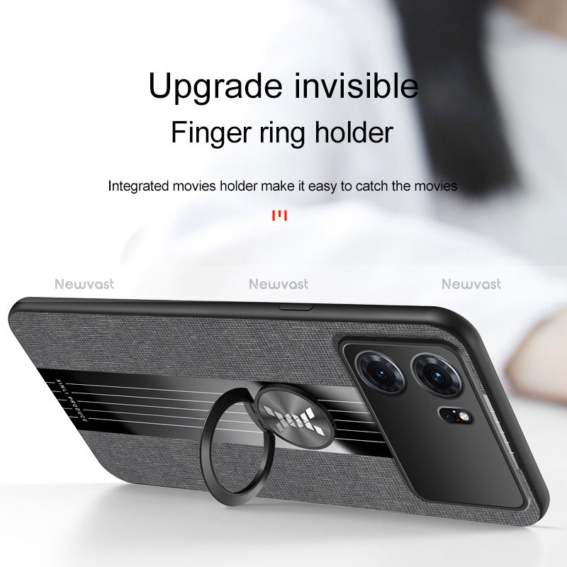 Ultra-thin Silicone Gel Soft Case Cover with Magnetic Finger Ring Stand X03L for Oppo K10 5G