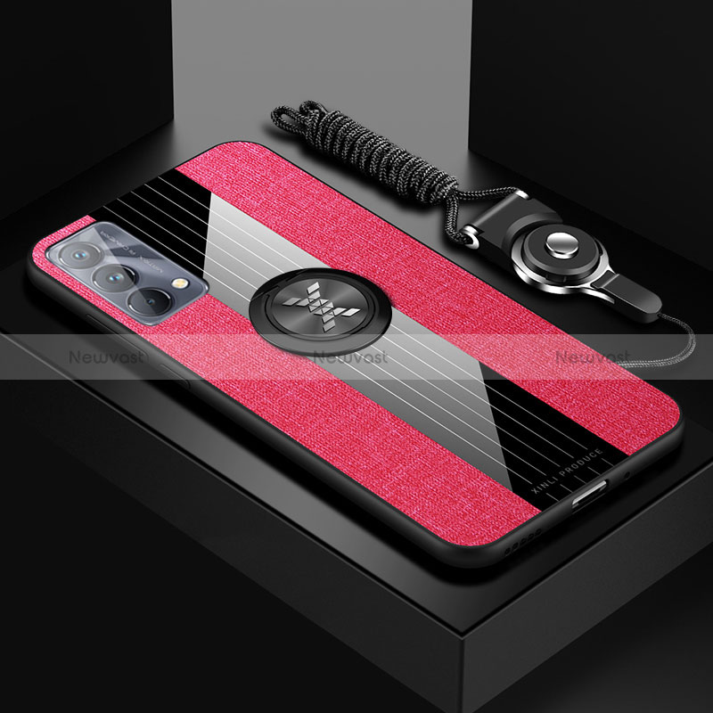 Ultra-thin Silicone Gel Soft Case Cover with Magnetic Finger Ring Stand X03L for Realme GT Master 5G Red