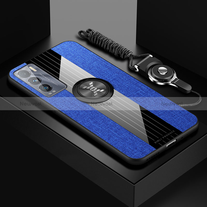 Ultra-thin Silicone Gel Soft Case Cover with Magnetic Finger Ring Stand X03L for Realme GT Master Explorer 5G Blue