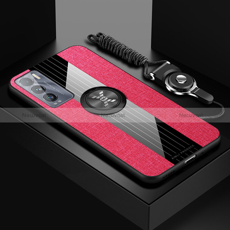 Ultra-thin Silicone Gel Soft Case Cover with Magnetic Finger Ring Stand X03L for Realme GT Master Explorer 5G Red