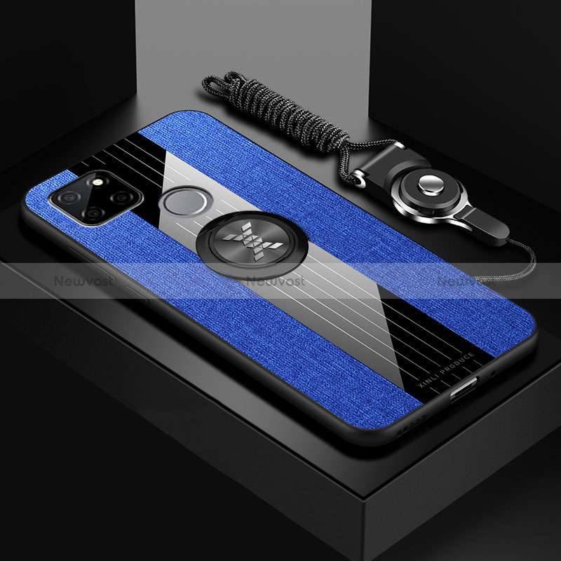 Ultra-thin Silicone Gel Soft Case Cover with Magnetic Finger Ring Stand X03L for Realme Narzo 50A