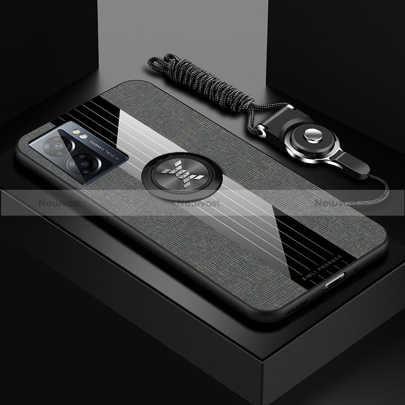 Ultra-thin Silicone Gel Soft Case Cover with Magnetic Finger Ring Stand X03L for Realme V23 5G