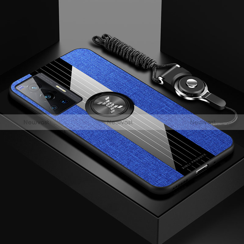 Ultra-thin Silicone Gel Soft Case Cover with Magnetic Finger Ring Stand X03L for Vivo X70 Pro 5G