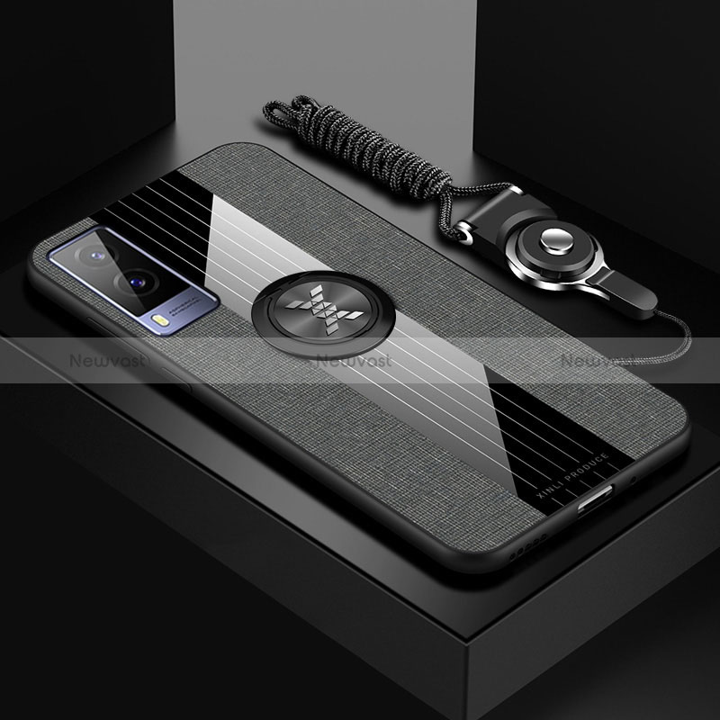 Ultra-thin Silicone Gel Soft Case Cover with Magnetic Finger Ring Stand X03L for Vivo Y71t 5G