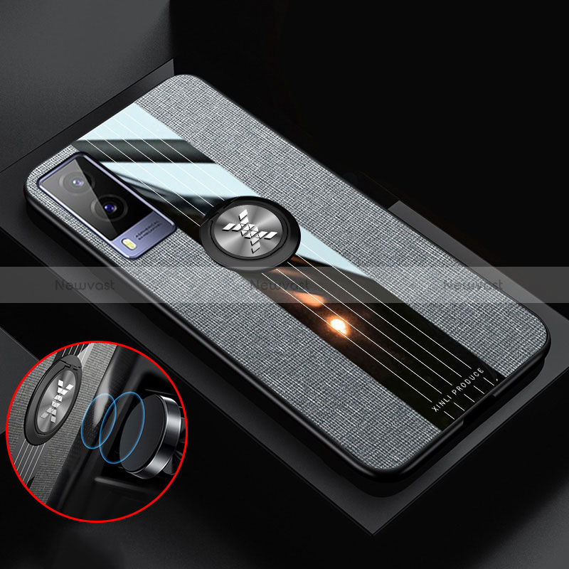 Ultra-thin Silicone Gel Soft Case Cover with Magnetic Finger Ring Stand X03L for Vivo Y71t 5G