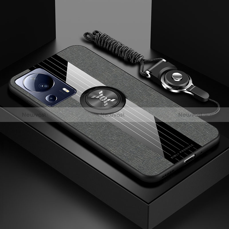 Ultra-thin Silicone Gel Soft Case Cover with Magnetic Finger Ring Stand X03L for Xiaomi Civi 2 5G Gray