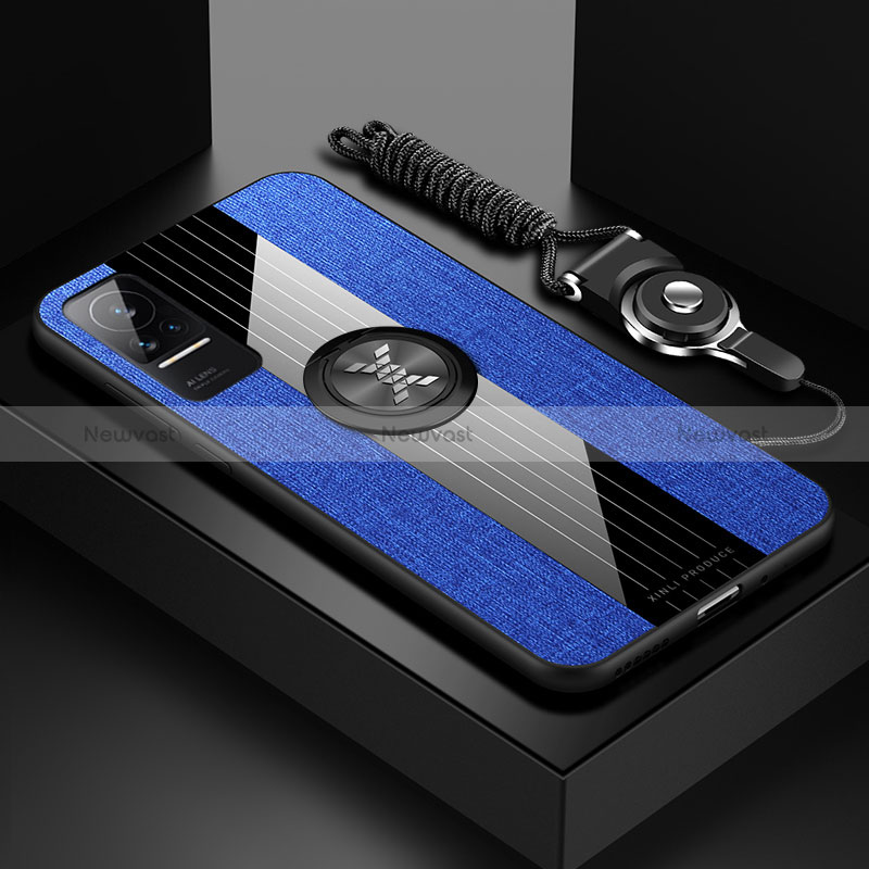 Ultra-thin Silicone Gel Soft Case Cover with Magnetic Finger Ring Stand X03L for Xiaomi Civi 5G Blue