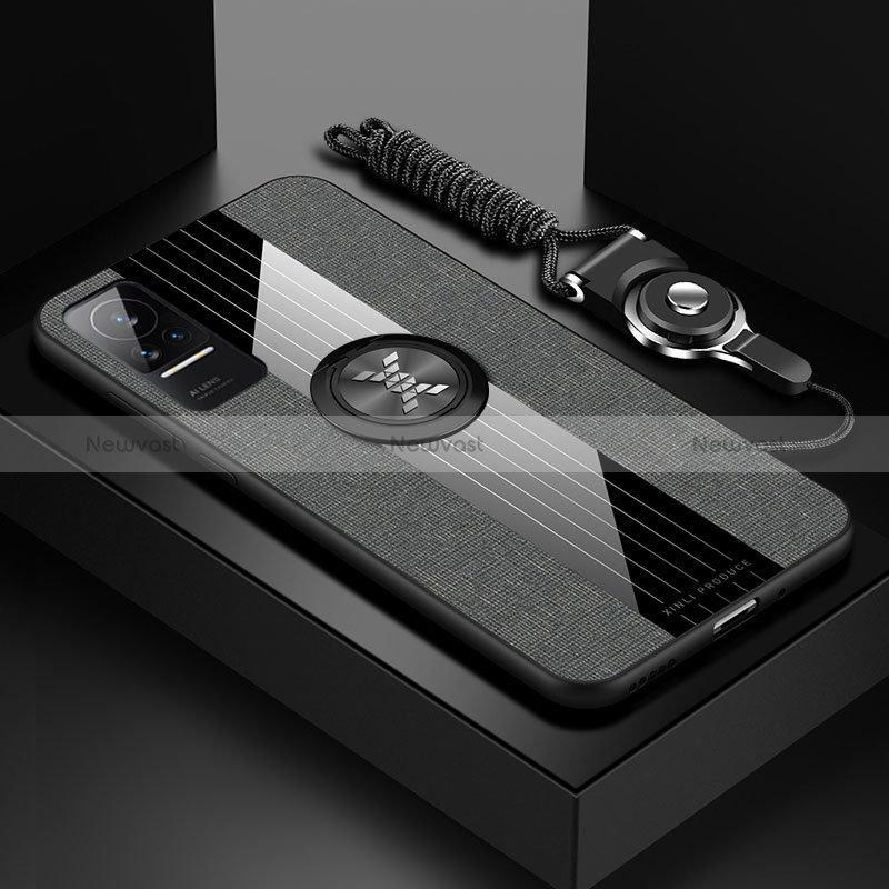 Ultra-thin Silicone Gel Soft Case Cover with Magnetic Finger Ring Stand X03L for Xiaomi Civi 5G Gray