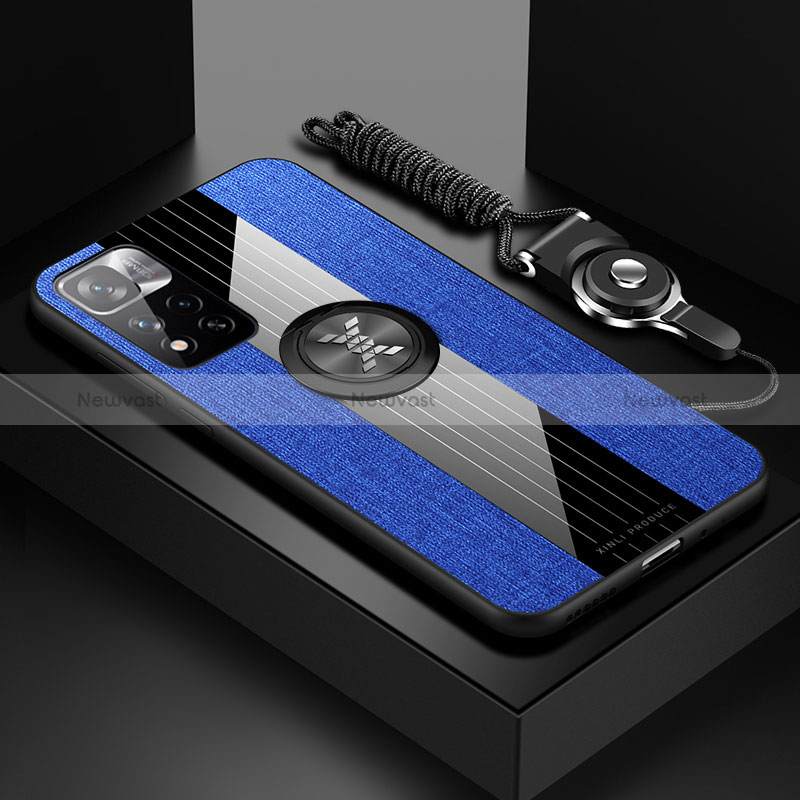 Ultra-thin Silicone Gel Soft Case Cover with Magnetic Finger Ring Stand X03L for Xiaomi Mi 11i 5G (2022) Blue