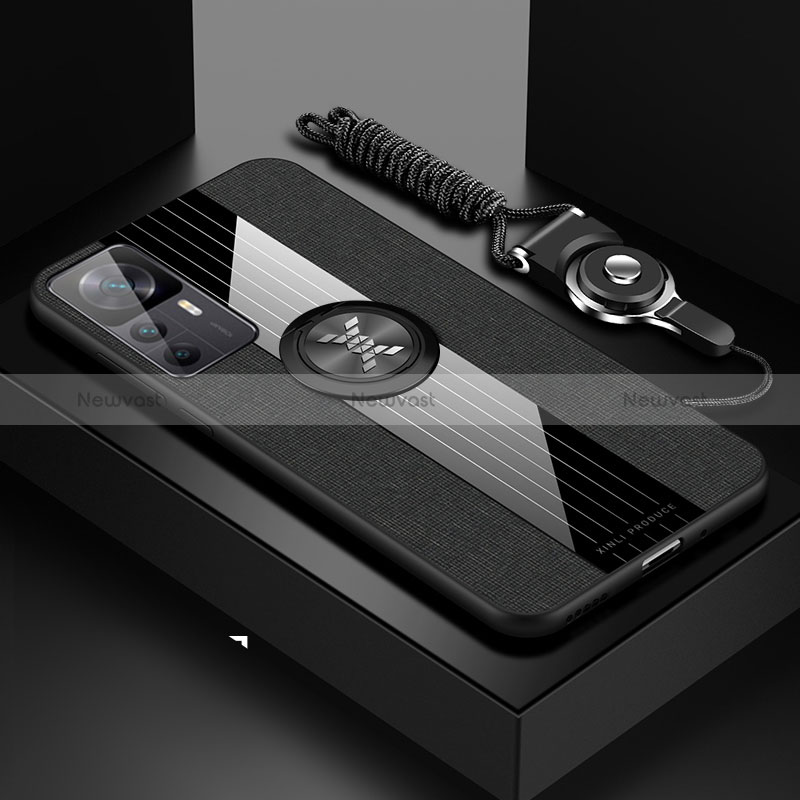 Ultra-thin Silicone Gel Soft Case Cover with Magnetic Finger Ring Stand X03L for Xiaomi Mi 12T 5G Black