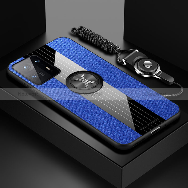 Ultra-thin Silicone Gel Soft Case Cover with Magnetic Finger Ring Stand X03L for Xiaomi Mi Mix 4 5G Blue