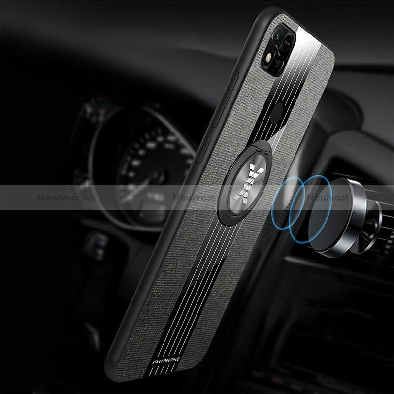 Ultra-thin Silicone Gel Soft Case Cover with Magnetic Finger Ring Stand X03L for Xiaomi POCO C3