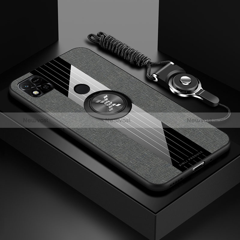 Ultra-thin Silicone Gel Soft Case Cover with Magnetic Finger Ring Stand X03L for Xiaomi POCO C31 Gray