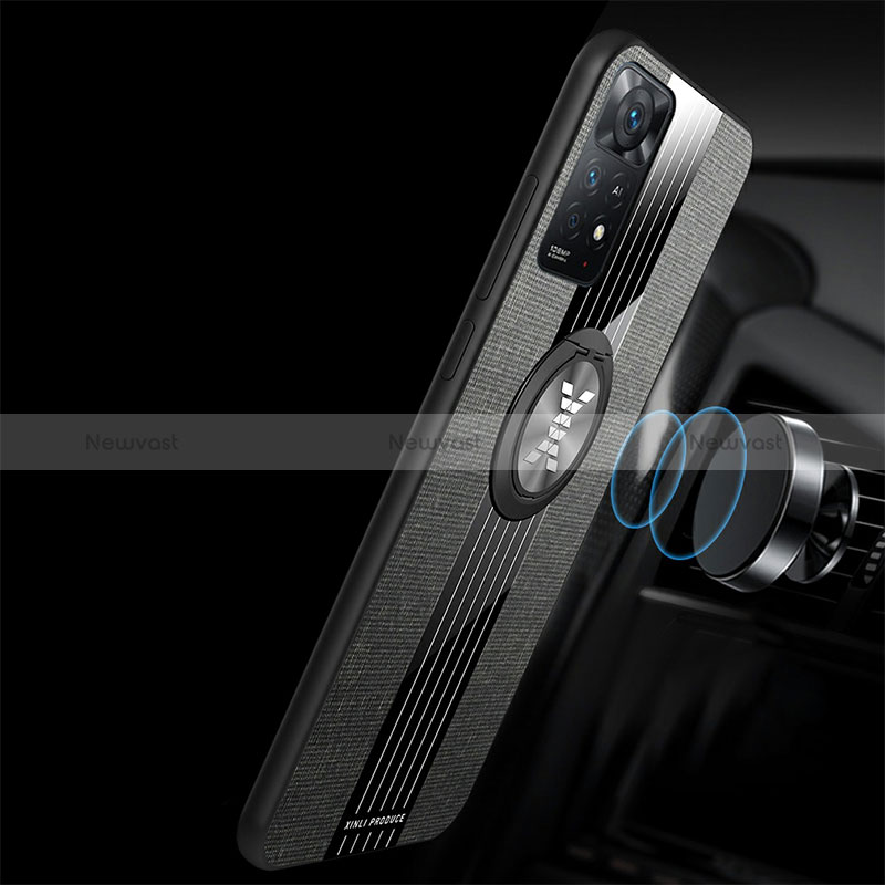 Ultra-thin Silicone Gel Soft Case Cover with Magnetic Finger Ring Stand X03L for Xiaomi Poco X4 Pro 5G