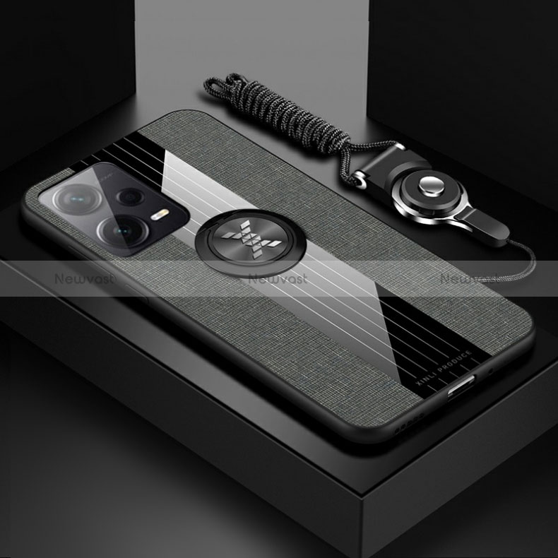 Ultra-thin Silicone Gel Soft Case Cover with Magnetic Finger Ring Stand X03L for Xiaomi Poco X5 5G Gray