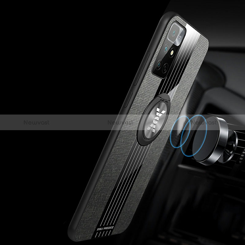 Ultra-thin Silicone Gel Soft Case Cover with Magnetic Finger Ring Stand X03L for Xiaomi Redmi 10 4G