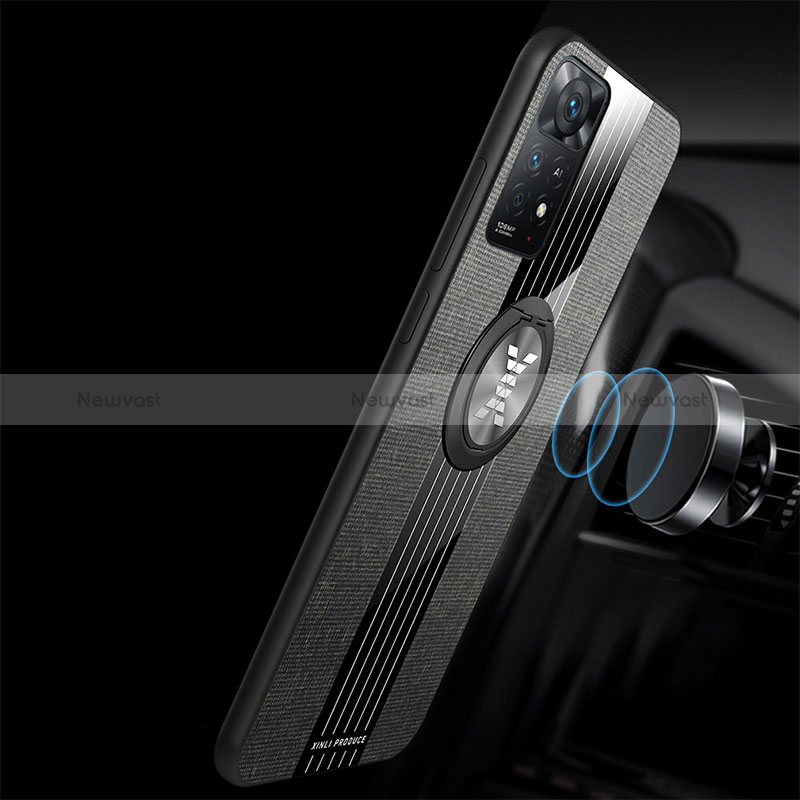 Ultra-thin Silicone Gel Soft Case Cover with Magnetic Finger Ring Stand X03L for Xiaomi Redmi Note 11E Pro 5G
