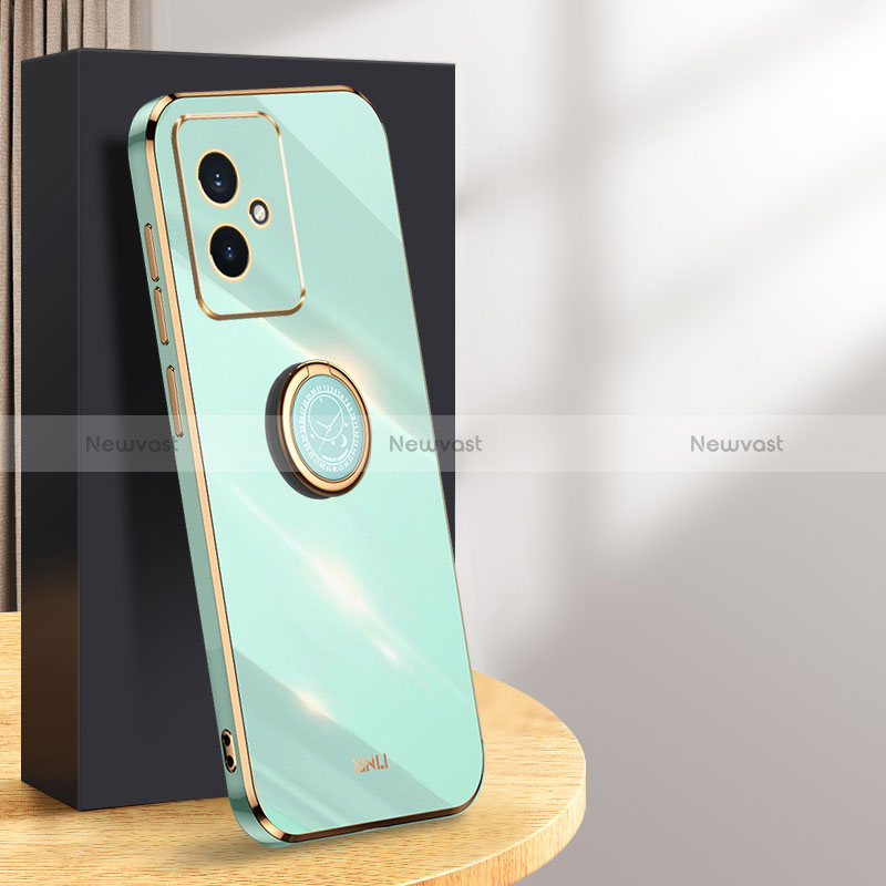 Ultra-thin Silicone Gel Soft Case Cover with Magnetic Finger Ring Stand XL1 for Huawei Honor 100 5G Green