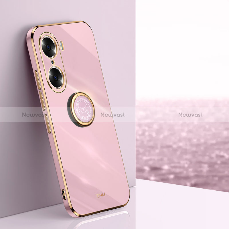 Ultra-thin Silicone Gel Soft Case Cover with Magnetic Finger Ring Stand XL1 for Huawei Honor 60 Pro 5G