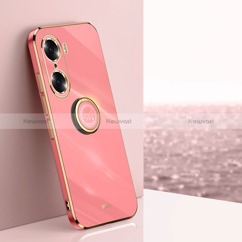 Ultra-thin Silicone Gel Soft Case Cover with Magnetic Finger Ring Stand XL1 for Huawei Honor 60 Pro 5G