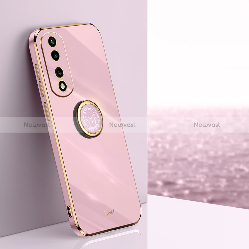 Ultra-thin Silicone Gel Soft Case Cover with Magnetic Finger Ring Stand XL1 for Huawei Honor 70 Pro 5G