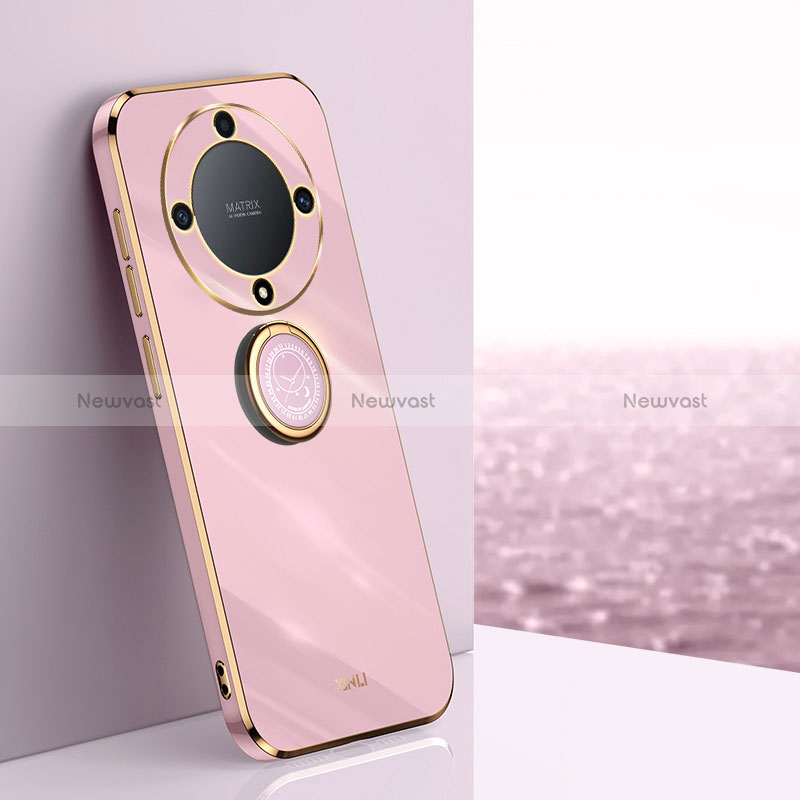 Ultra-thin Silicone Gel Soft Case Cover with Magnetic Finger Ring Stand XL1 for Huawei Honor Magic5 Lite 5G Clove Purple