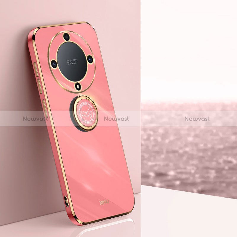 Ultra-thin Silicone Gel Soft Case Cover with Magnetic Finger Ring Stand XL1 for Huawei Honor X9a 5G